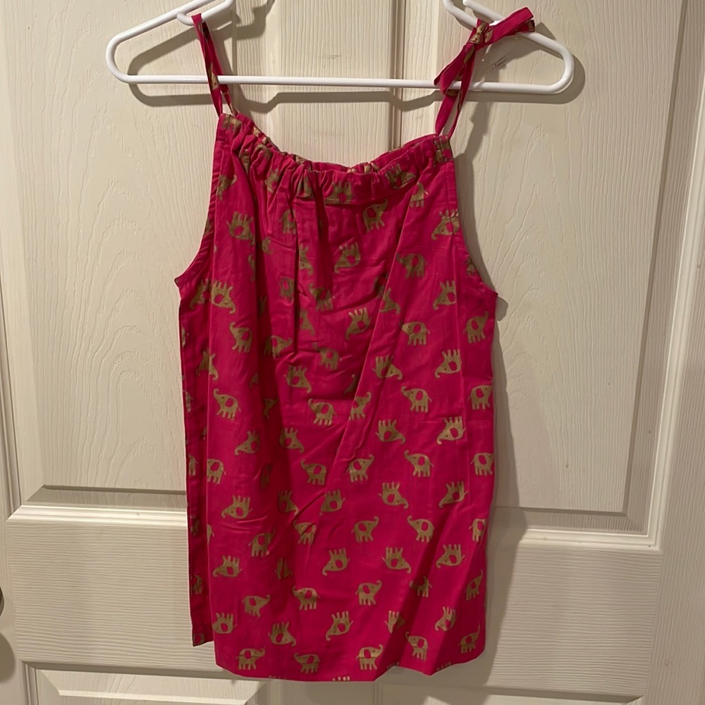 Girls dress/ladies top!  Two for one!!  Pink with gold elephants.  S/M.
